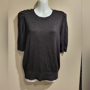 NWOT Reitmans Black Knit Top with Button Accents, Size Small